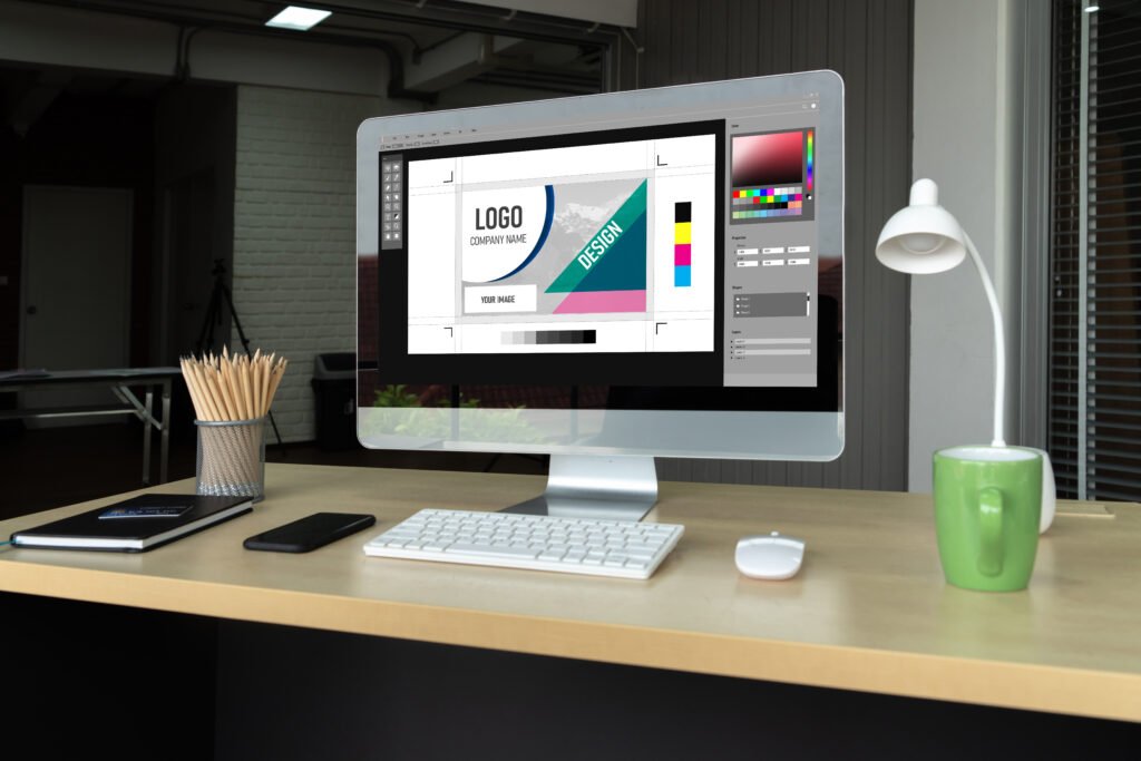 graphic designer software for modern design of web page and commercial ads